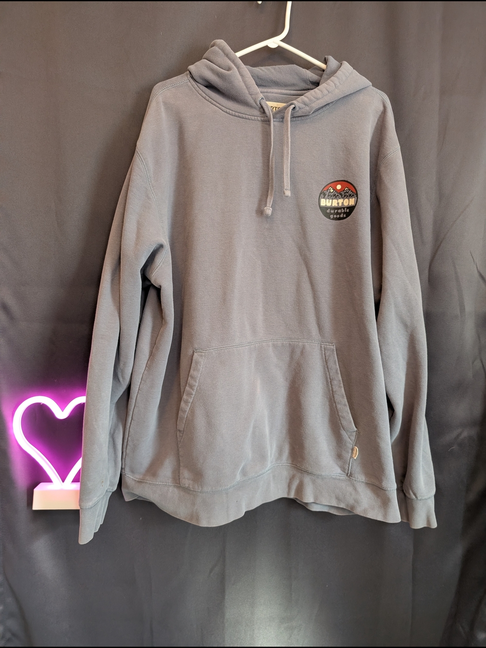 Burton Men's Slate Gray Pullover Hoodie Graphic Mountains Durable